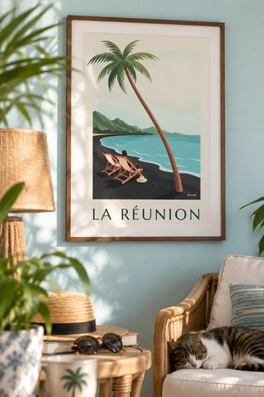 Poster sdraio di fronte al mare a La Réunion: incorniciato alla parete