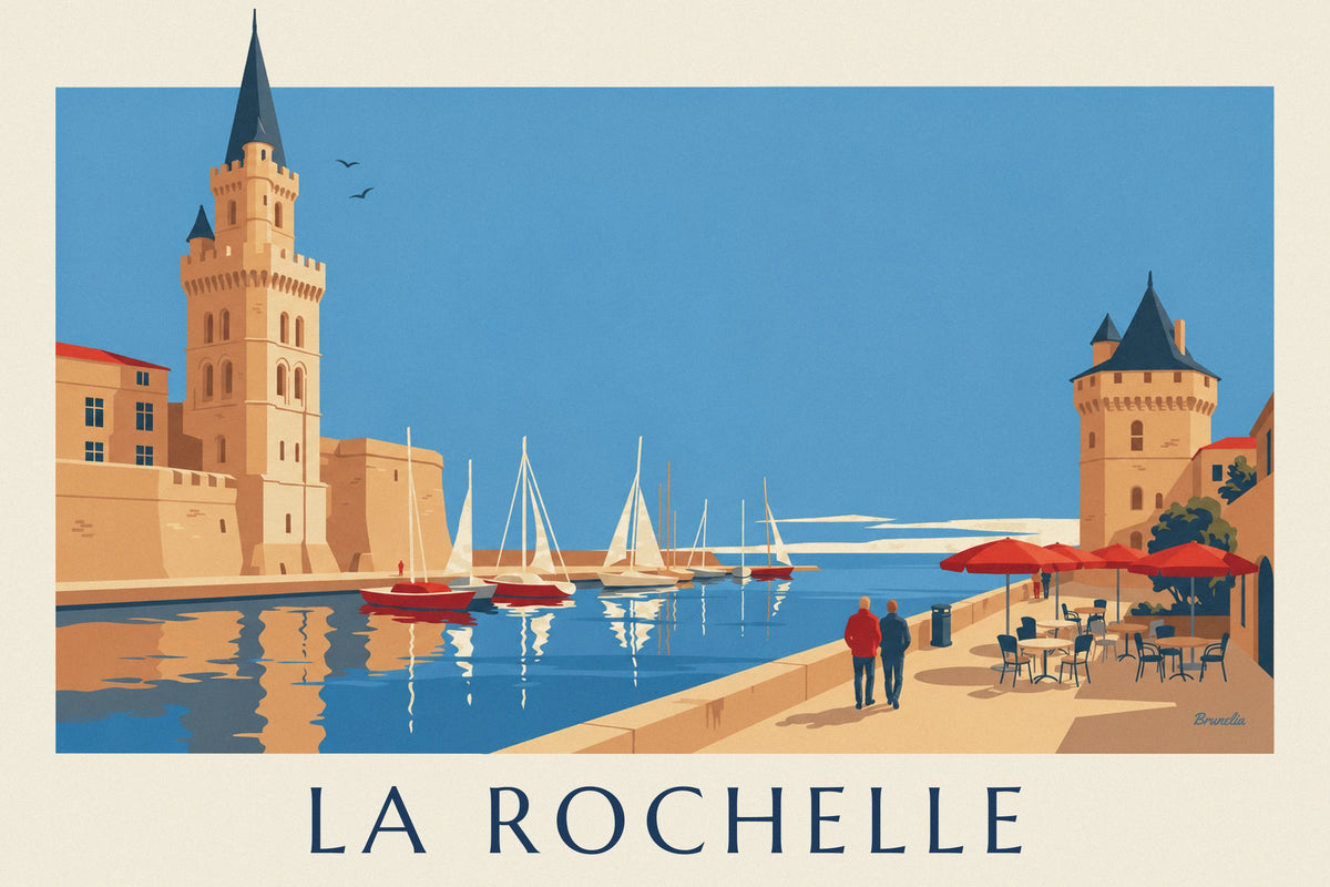 La Rochelle harbor Lantern and Chain towers poster