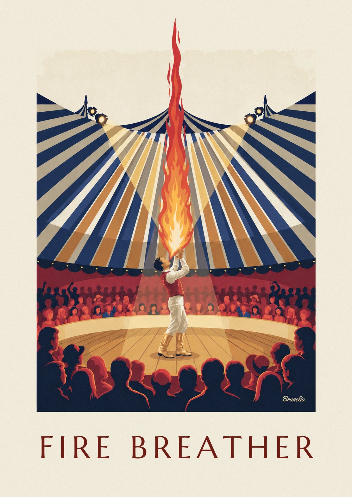 Fire breather under the circus big top poster