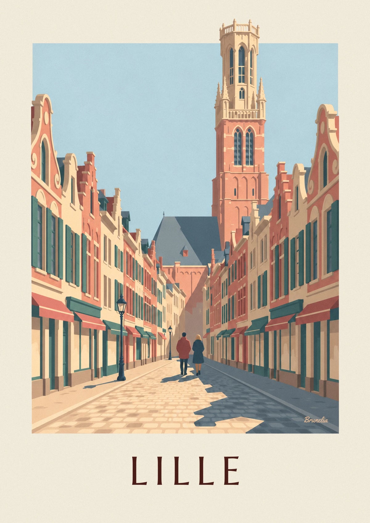 Cobbled street and Flemish facades of Old Lille poster