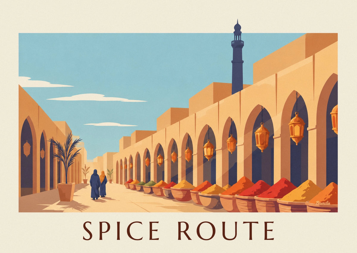 Oriental spice market under the arcades poster