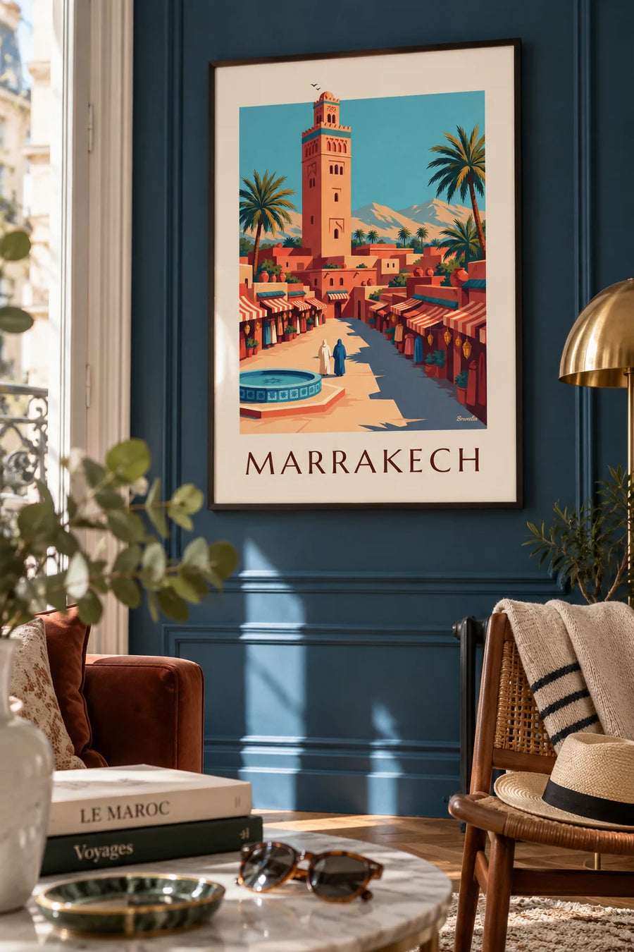 Poster medina di Marrakech e minareto della Koutoubia: incorniciato alla parete