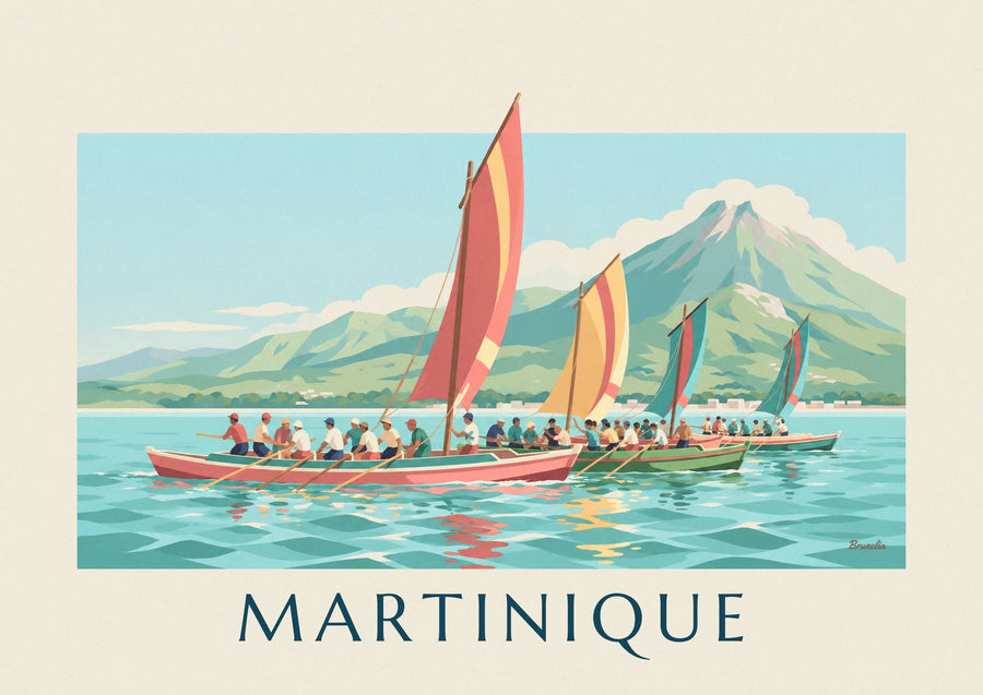 Poster yoles rondes in regata al largo della Martinica