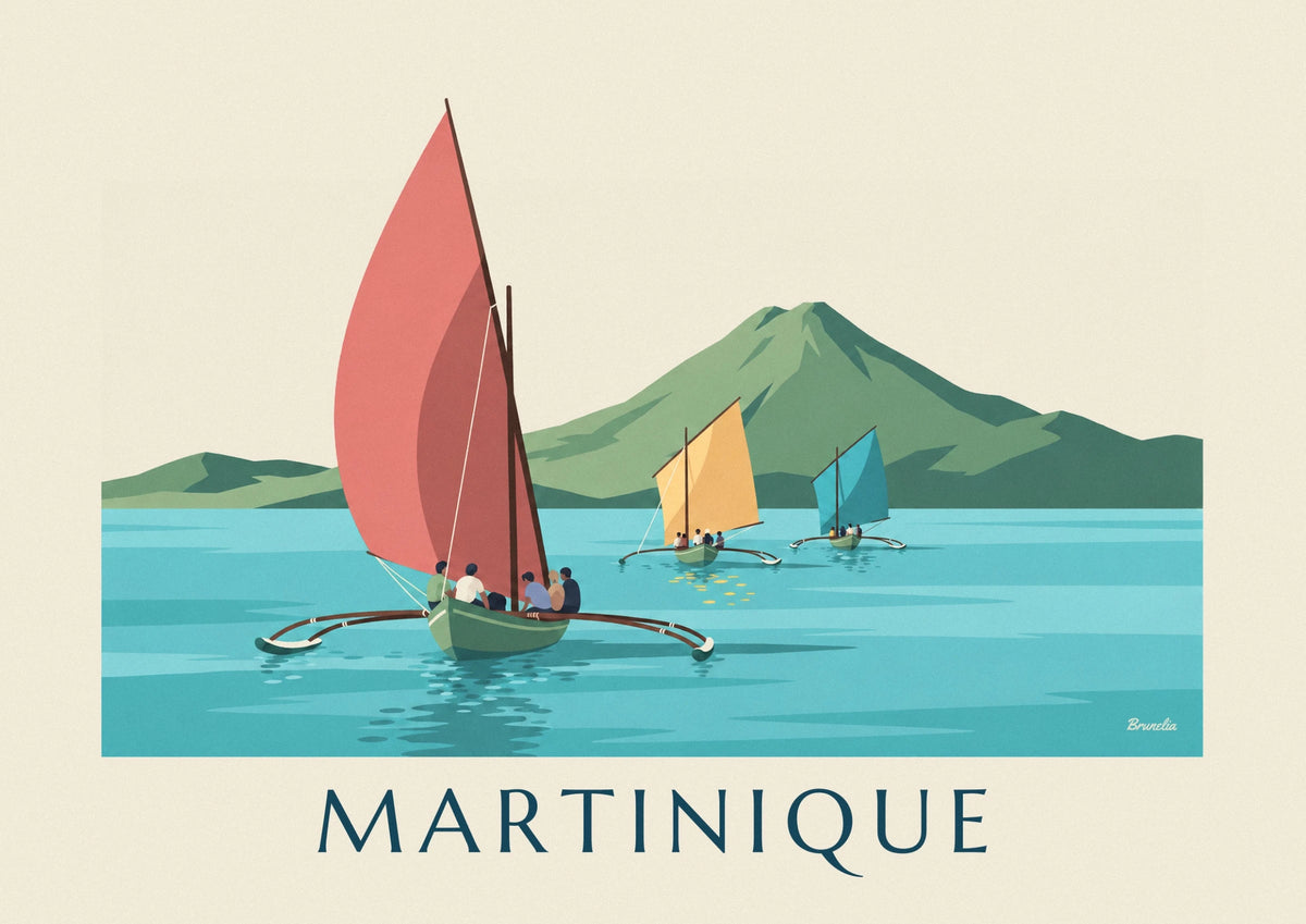 Round yoles racing off Martinique poster