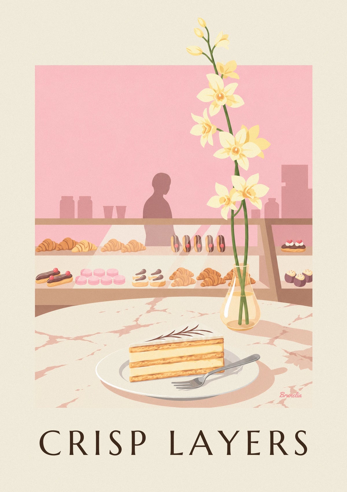 Poster fetta di millefoglie alla vaniglia in pasticceria