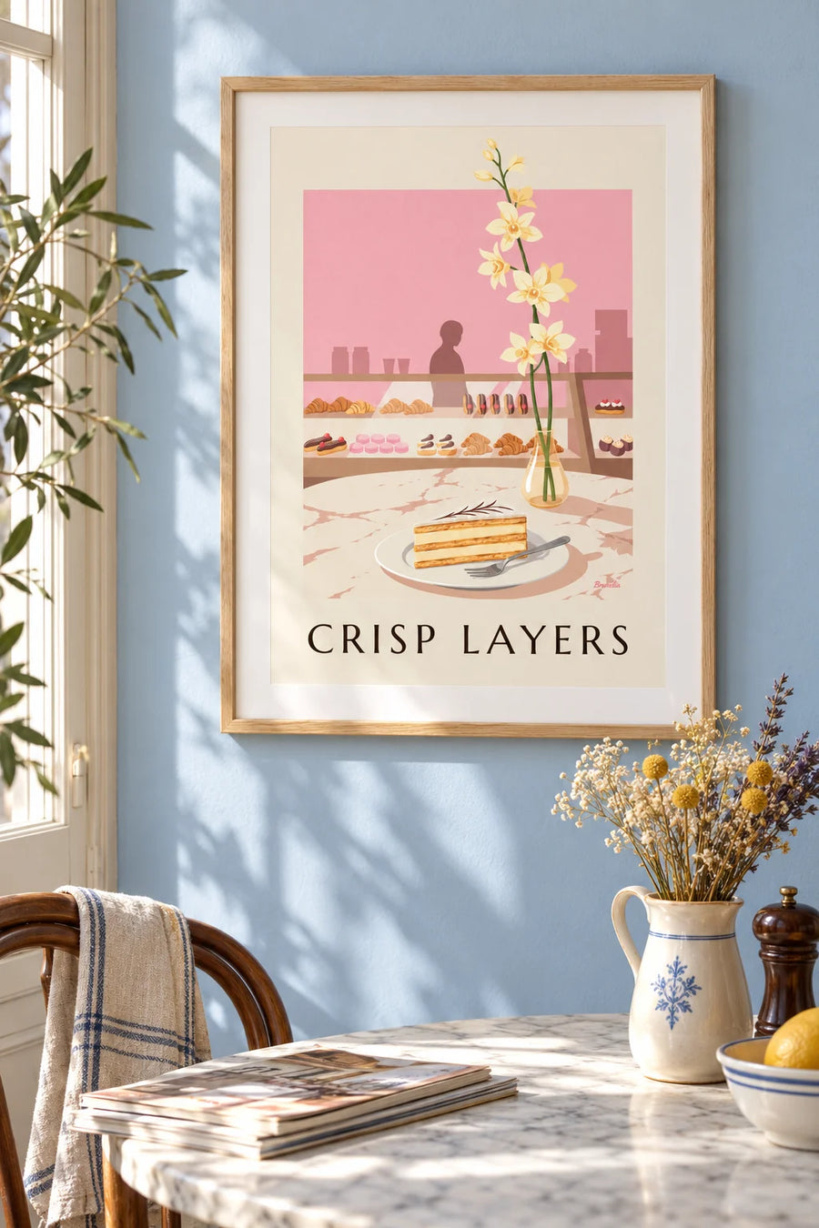 Poster fetta di millefoglie alla vaniglia in pasticceria: incorniciato alla parete