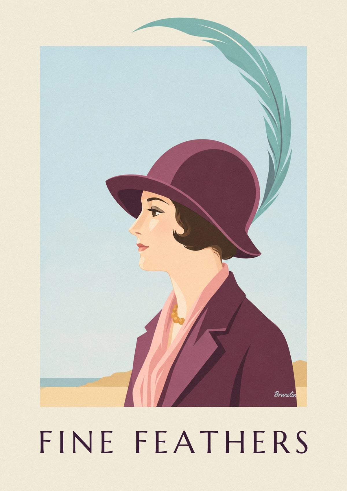 Affiche femme élégante au chapeau à longue plume