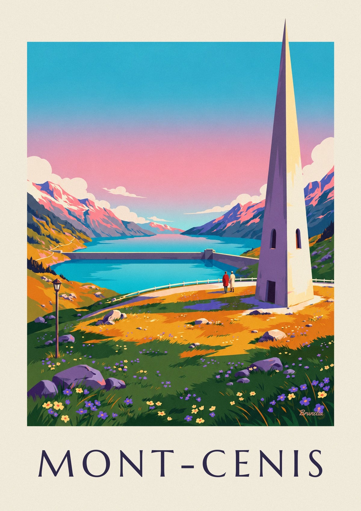 Poster lago del Moncenisio al tramonto