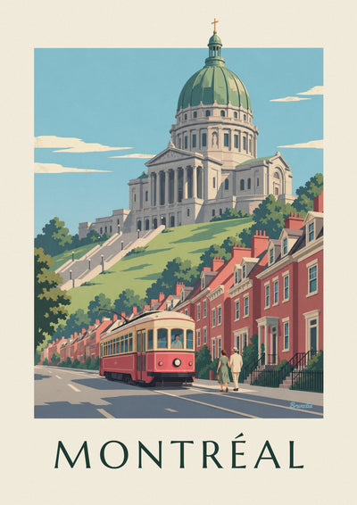 Poster tram rosso che sale verso l'Oratorio di San Giuseppe: il poster intero