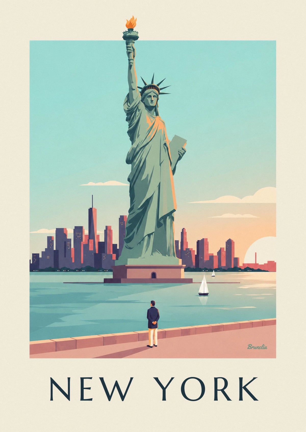 Statue of Liberty at sunset poster