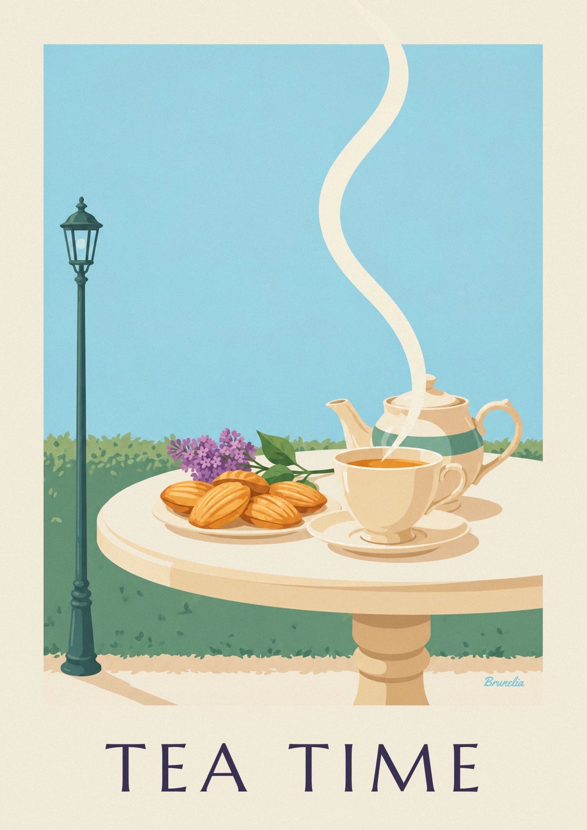 Garden table madeleines and teacup poster