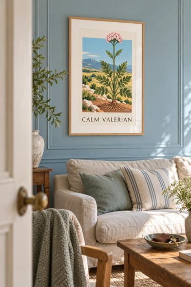 Poster valeriana officinale, pianta medicinale: incorniciato alla parete