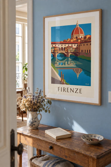 Poster Ponte Vecchio e Arno a Firenze: incorniciato alla parete
