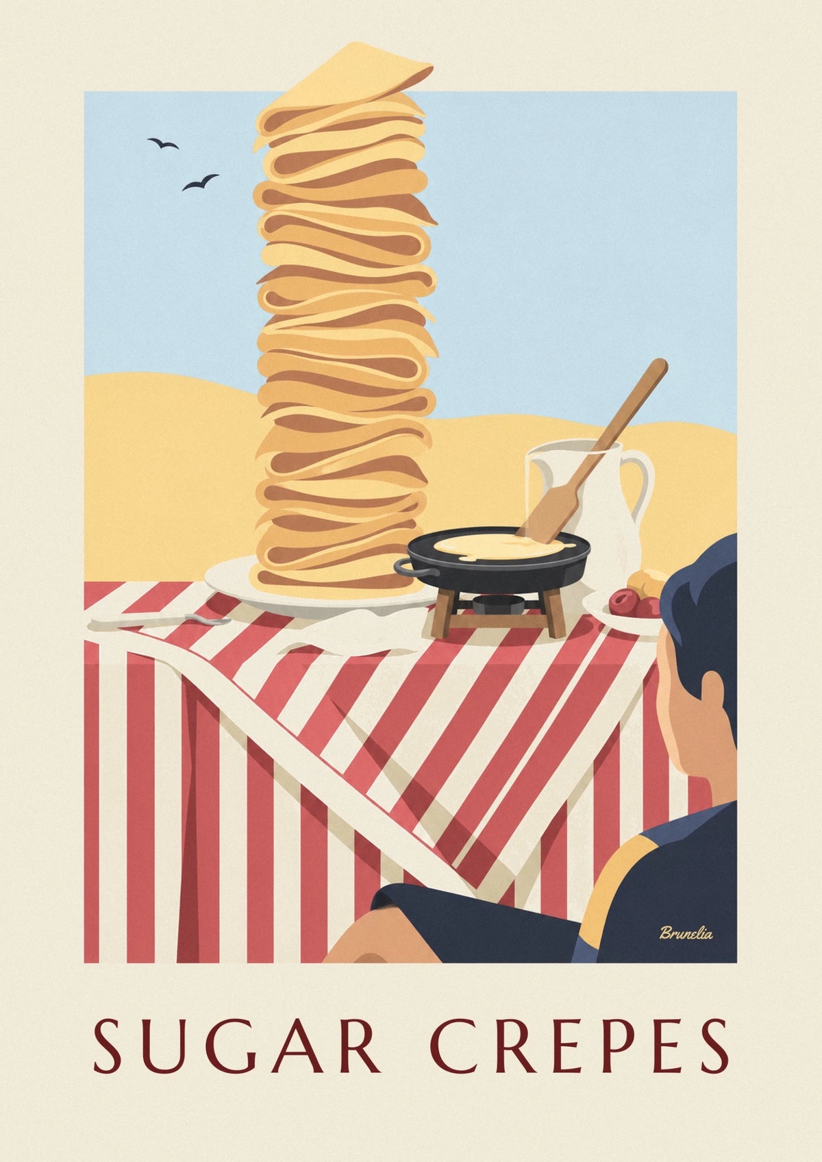 Sugar crepes cooking on the crepe pan poster
