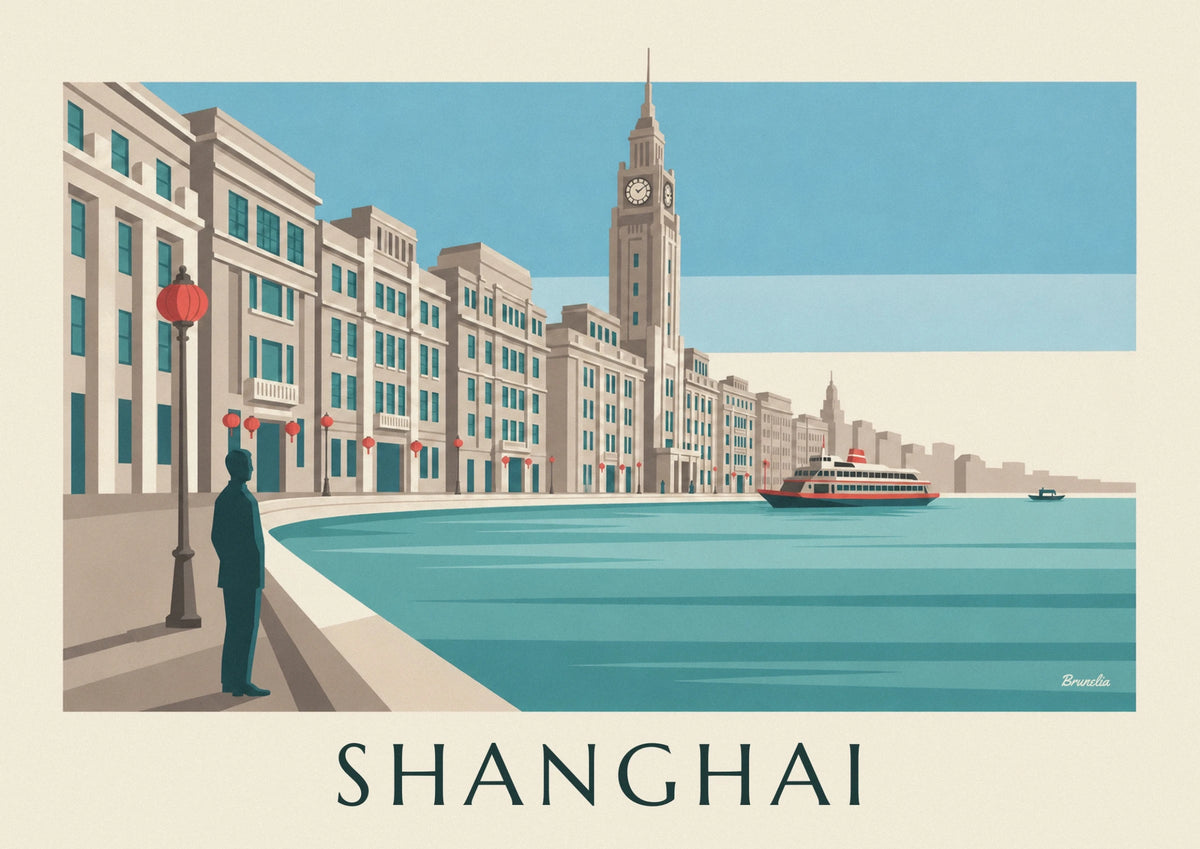 Bund waterfront on the Huangpu River in Shanghai poster