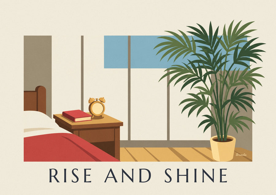 Poster sveglia meccanica a campanelle al sole del mattino