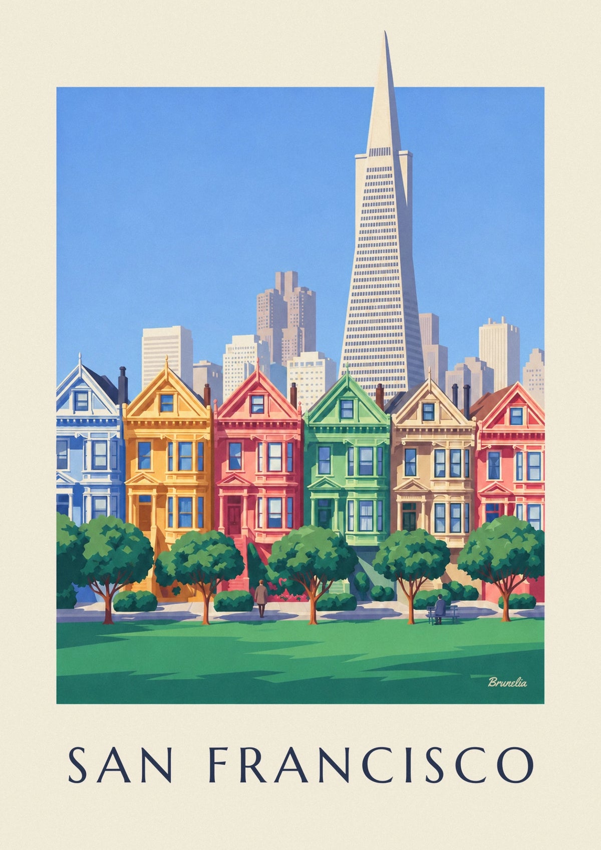San Francisco Alamo Square Victorian houses poster