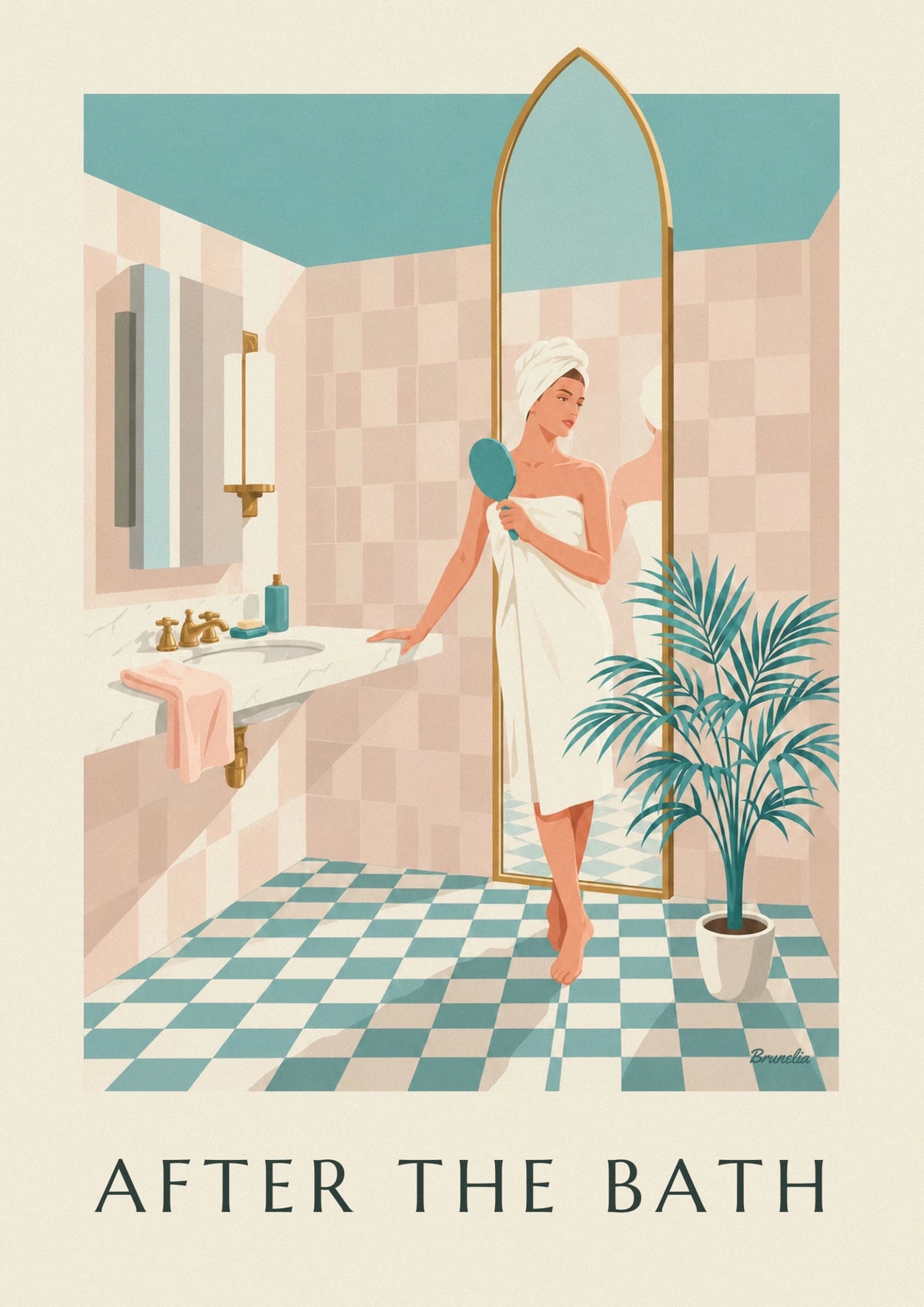 Woman wrapped in a bath towel poster