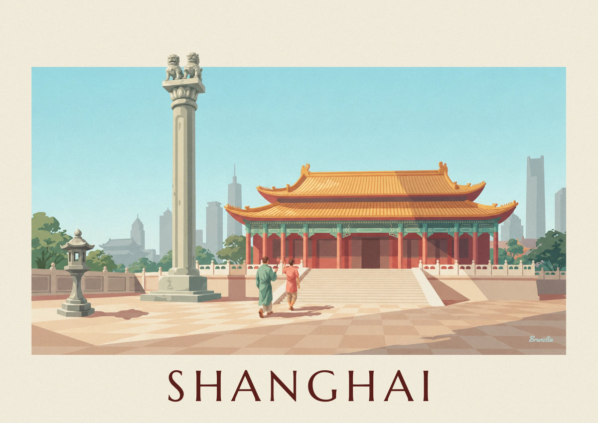 Shanghai Jing’an Temple golden pavilions poster