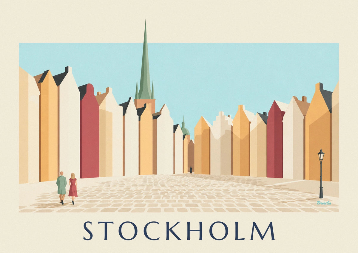 Colorful Stortorget facades in Stockholm’s Gamla stan poster
