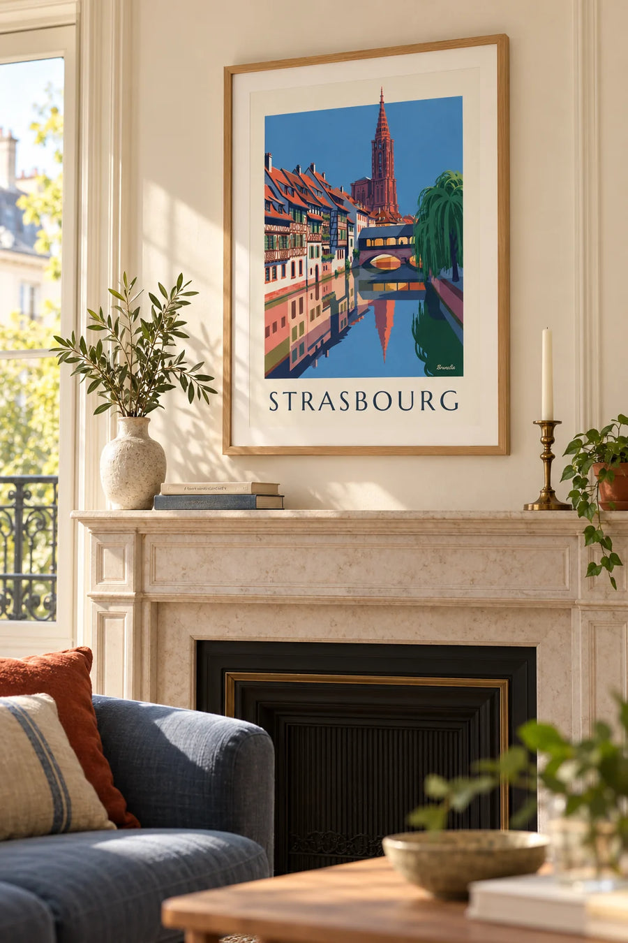 Poster case a graticcio e ponte coperto della Petite France a Strasburgo: con cornice appeso al muro