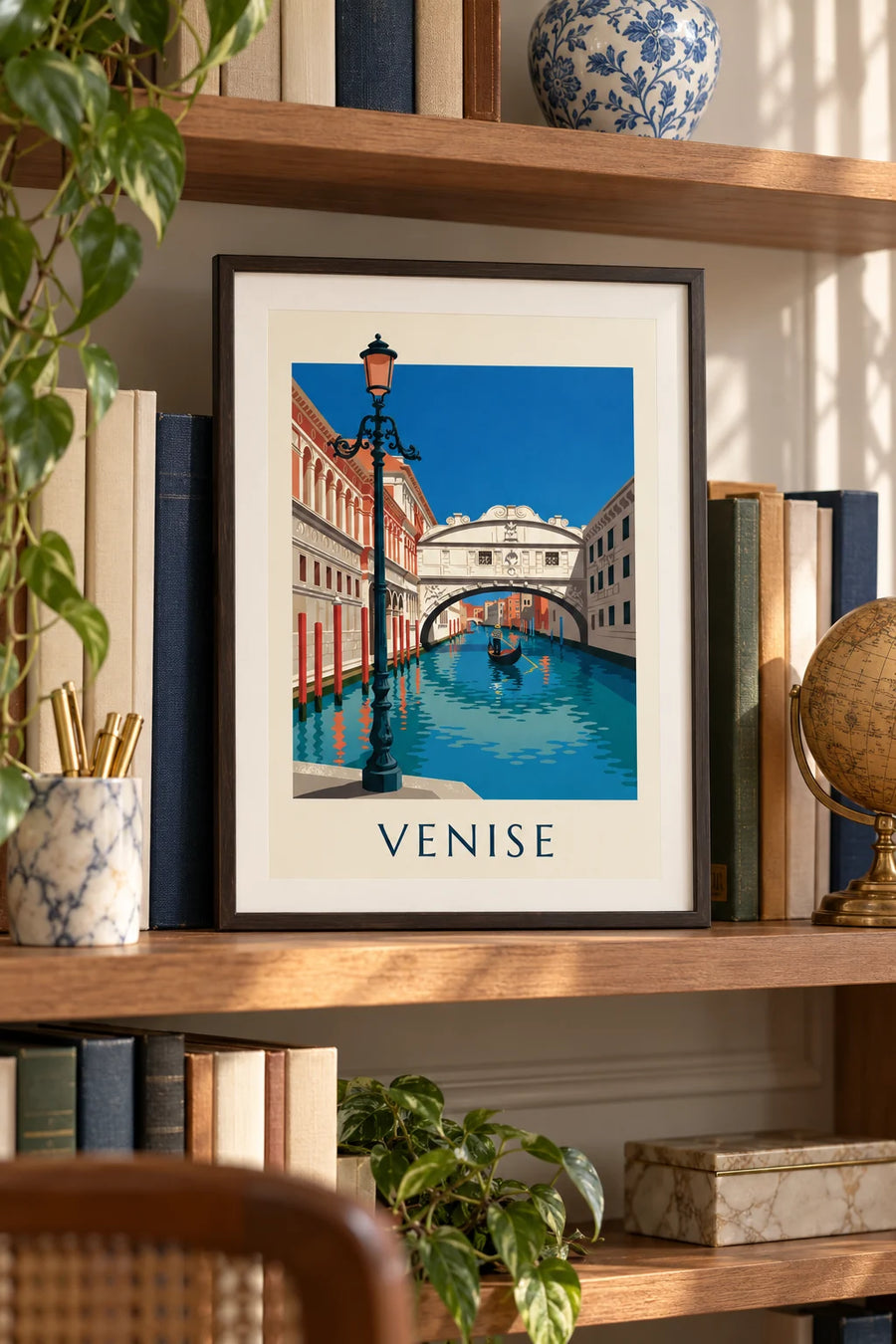 Poster gondola sotto il Ponte dei Sospiri a Venezia: formato piccolo A4 con cornice