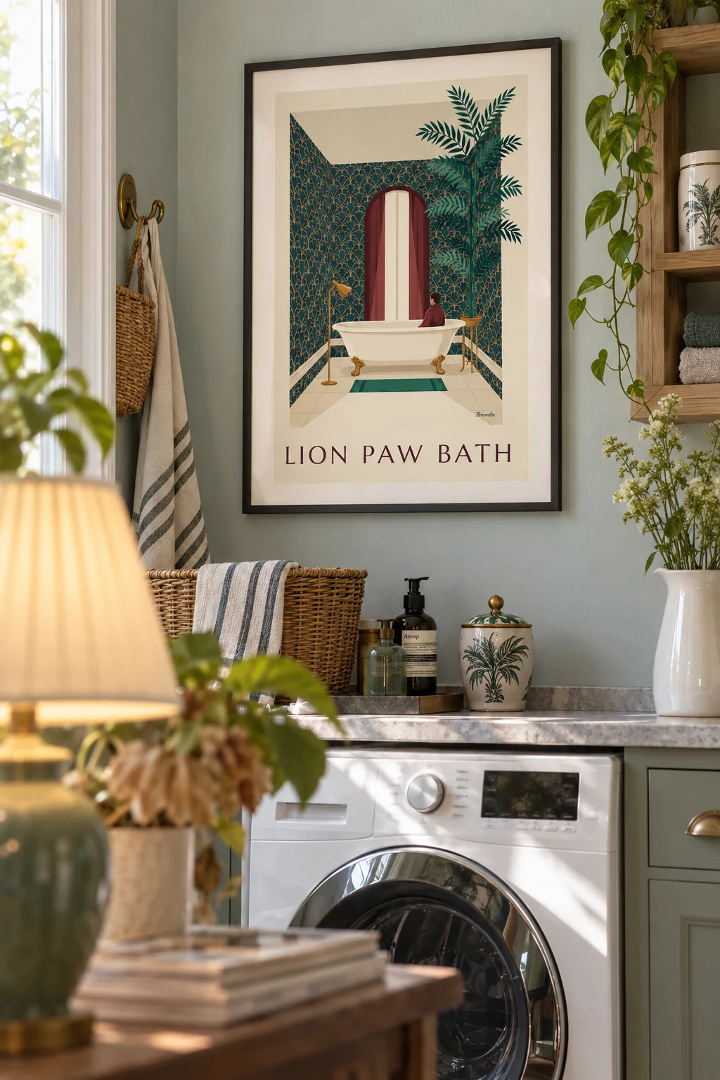 Victorian clawfoot bathtub poster on the wall