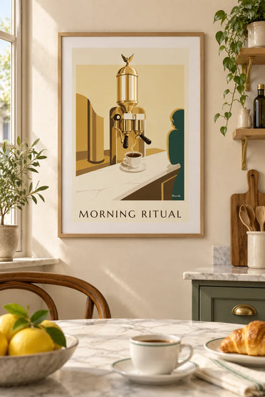 Poster con tazzina di espresso italiano in porcellana: con cornice alla parete