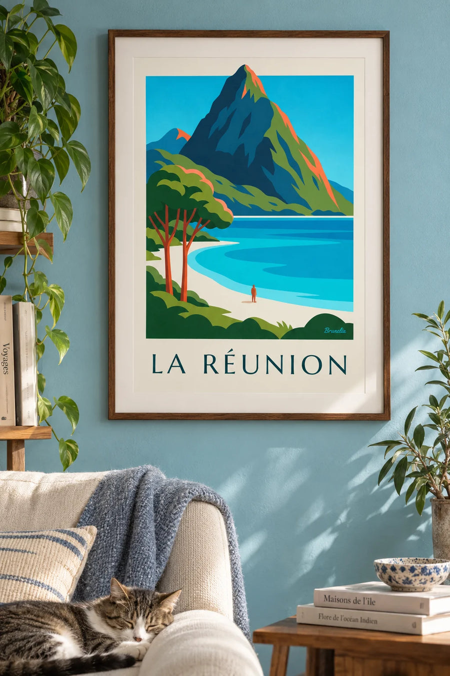 Poster laguna e Piton des Neiges a La Réunion: incorniciato alla parete