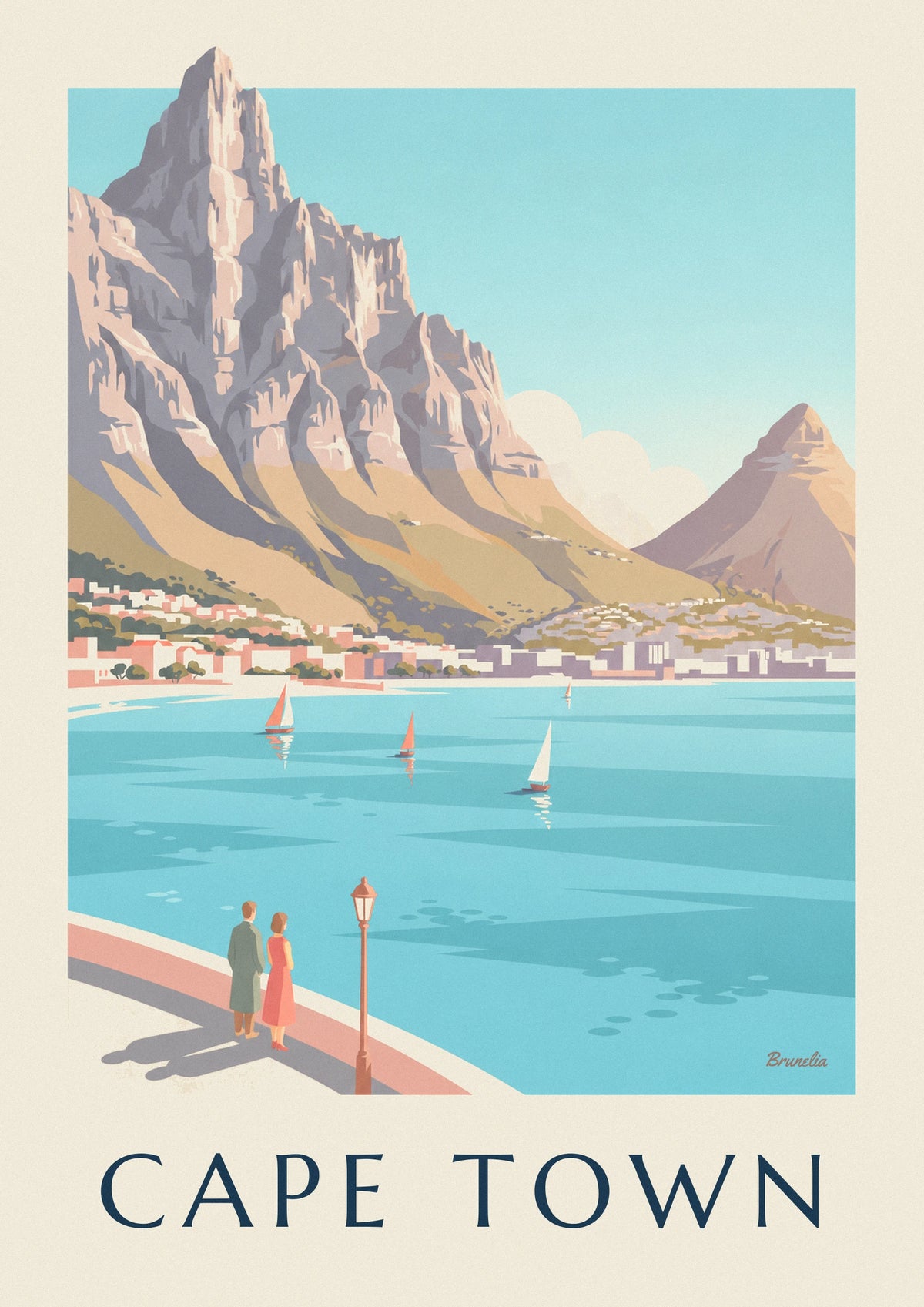 Poster Table Mountain e Lion's Head a Città del Capo