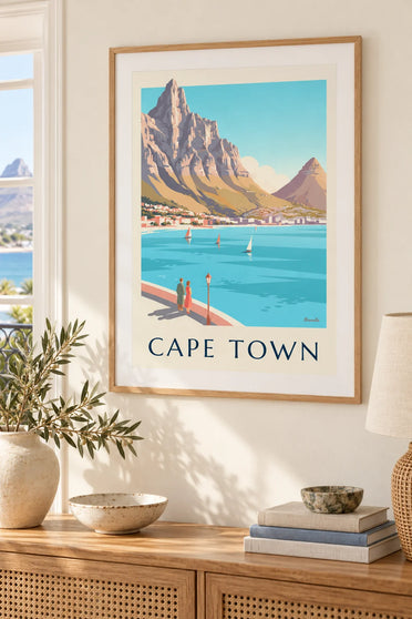 Affiche montagne de la Table et Lion's Head au Cap : encadrée au mur