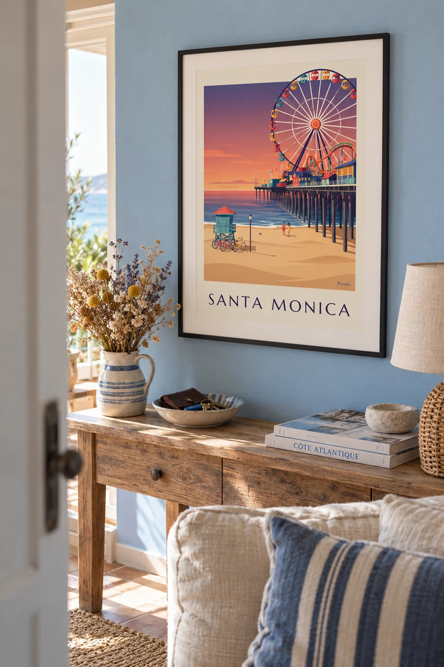 Poster molo di Santa Monica al tramonto: incorniciato alla parete