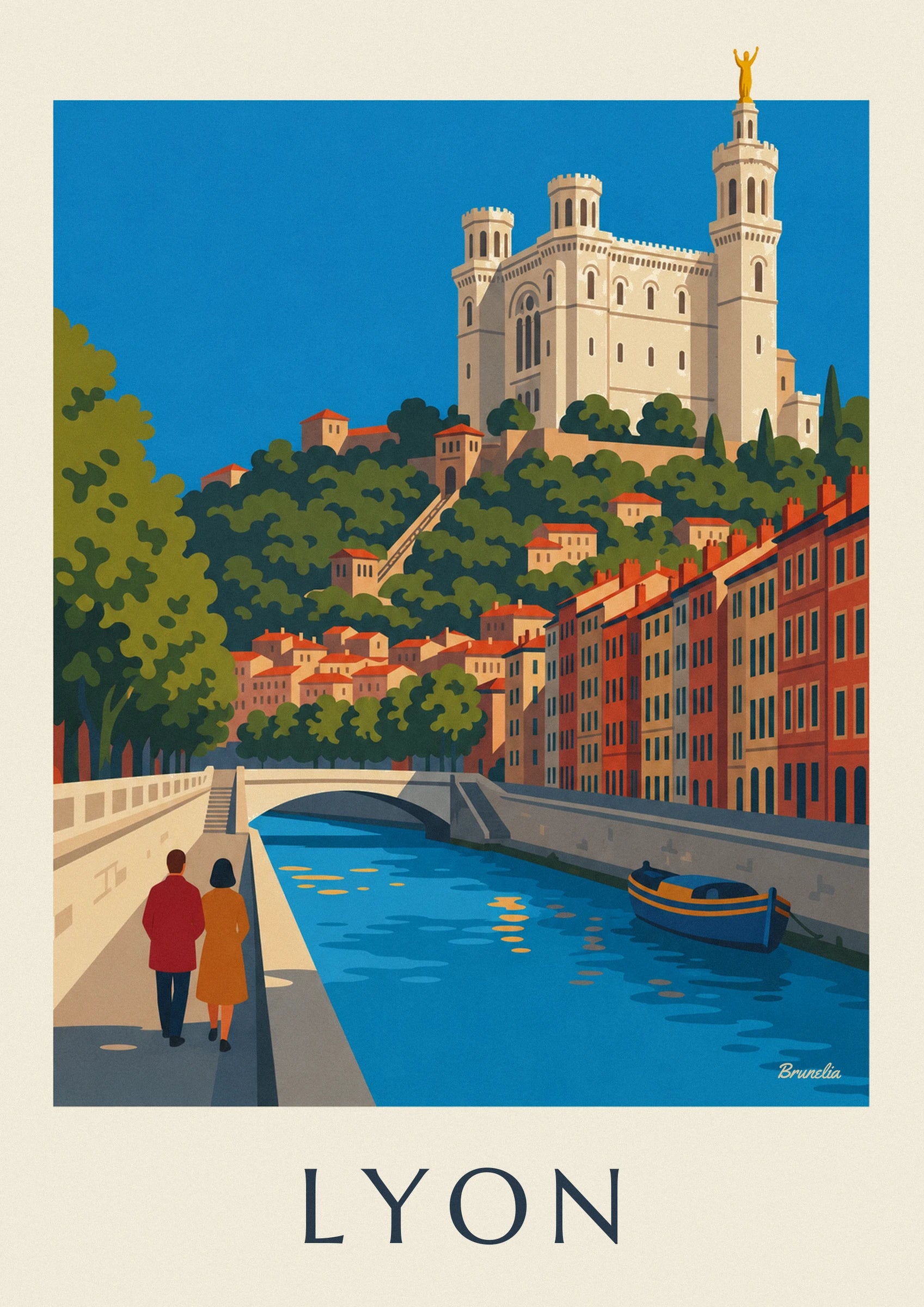 Poster banchine della Saona e funicolare di Fourvière a Lione: dettaglio in primo piano