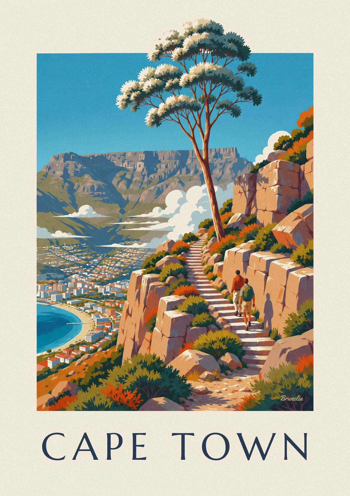 Affiche randonnée sur la montagne de la Table au Cap