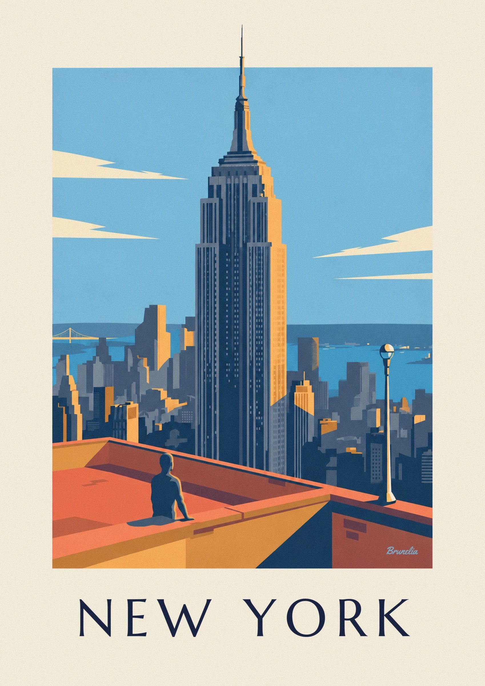 La guglia e le facciate dell'Empire State Building immerse nella luce dorata