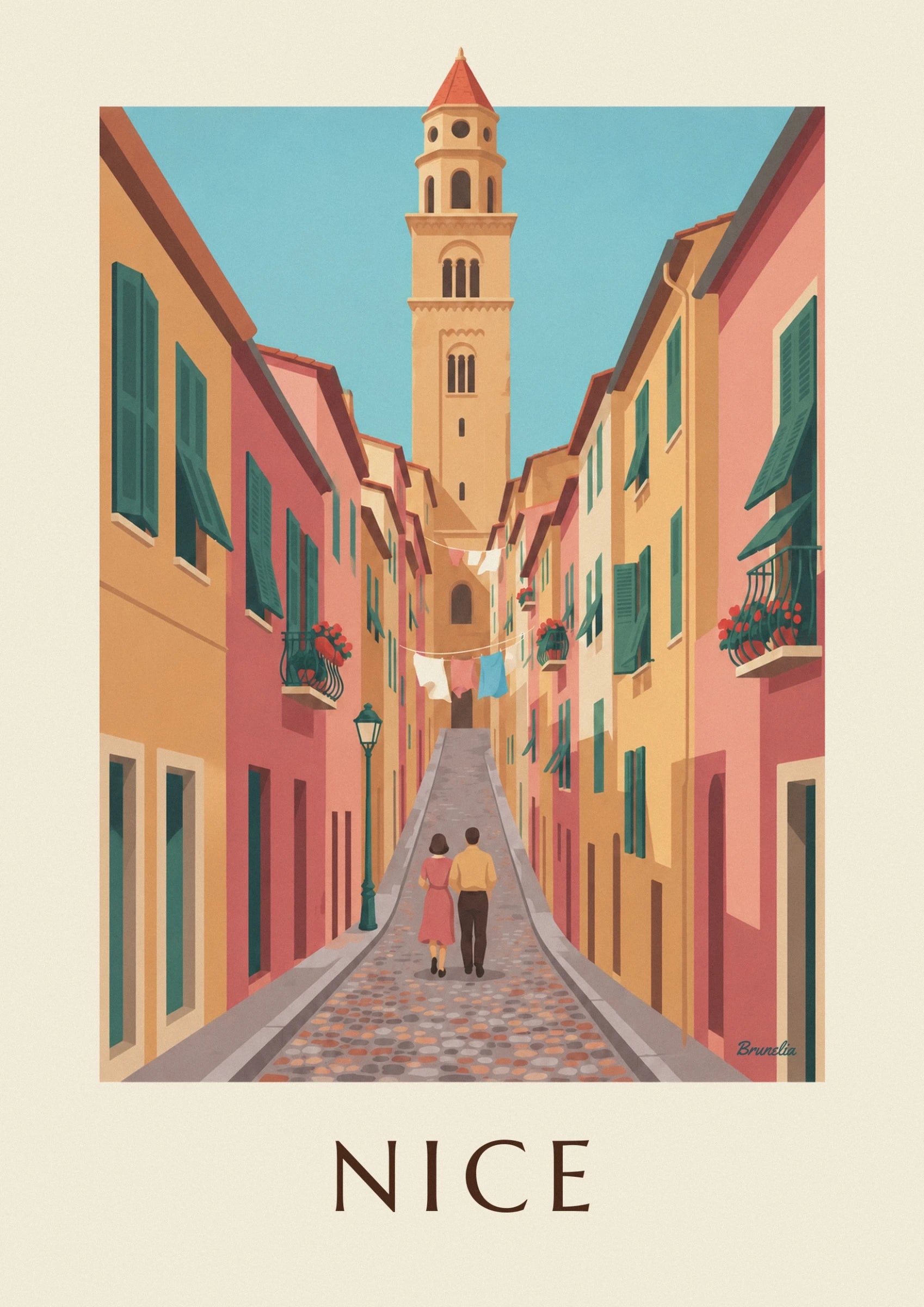Il campanile ocra di Santa Reparata sopra le facciate colorate della Vecchia Nizza