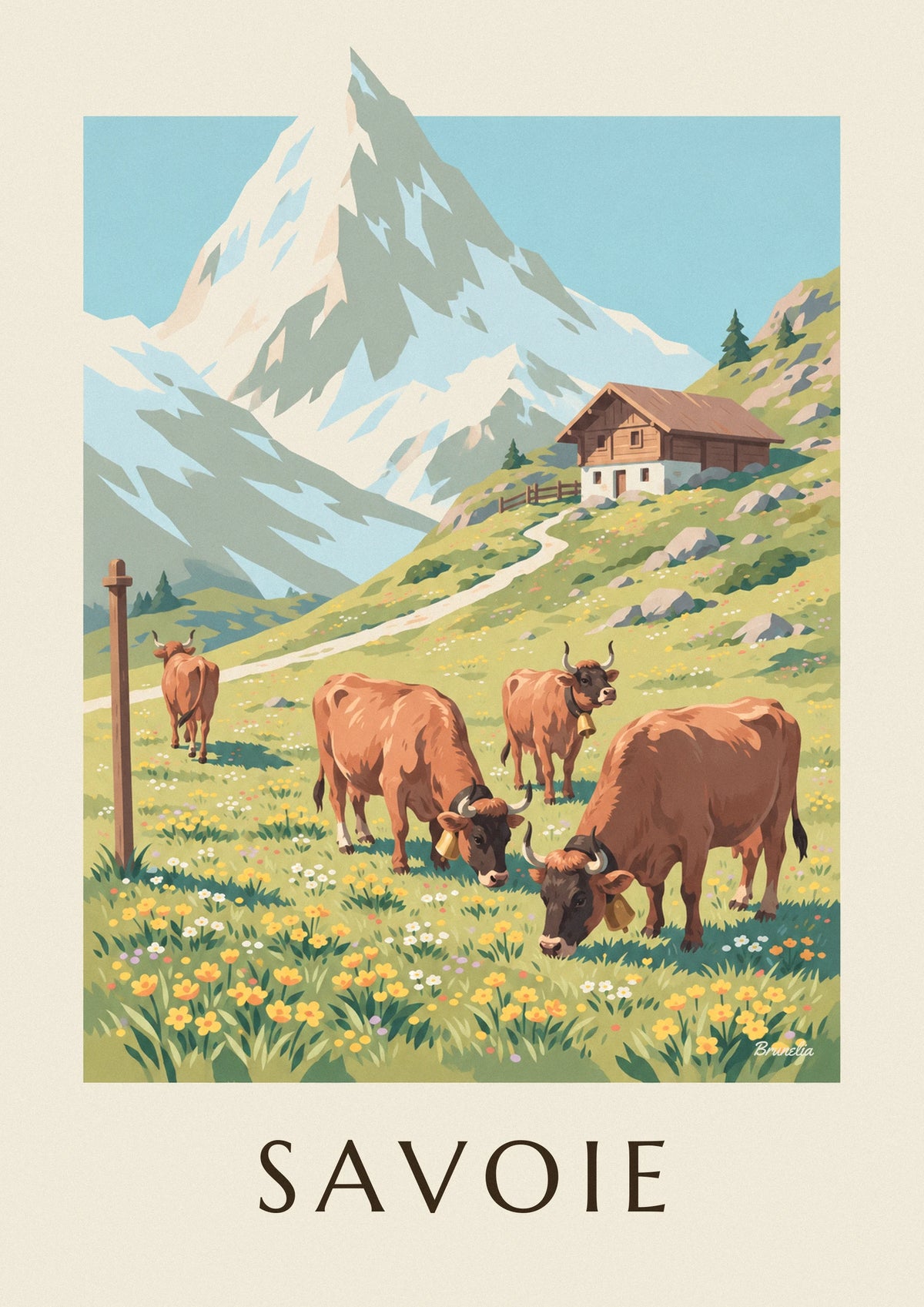 Poster mucche Tarine negli alpeggi della Savoia