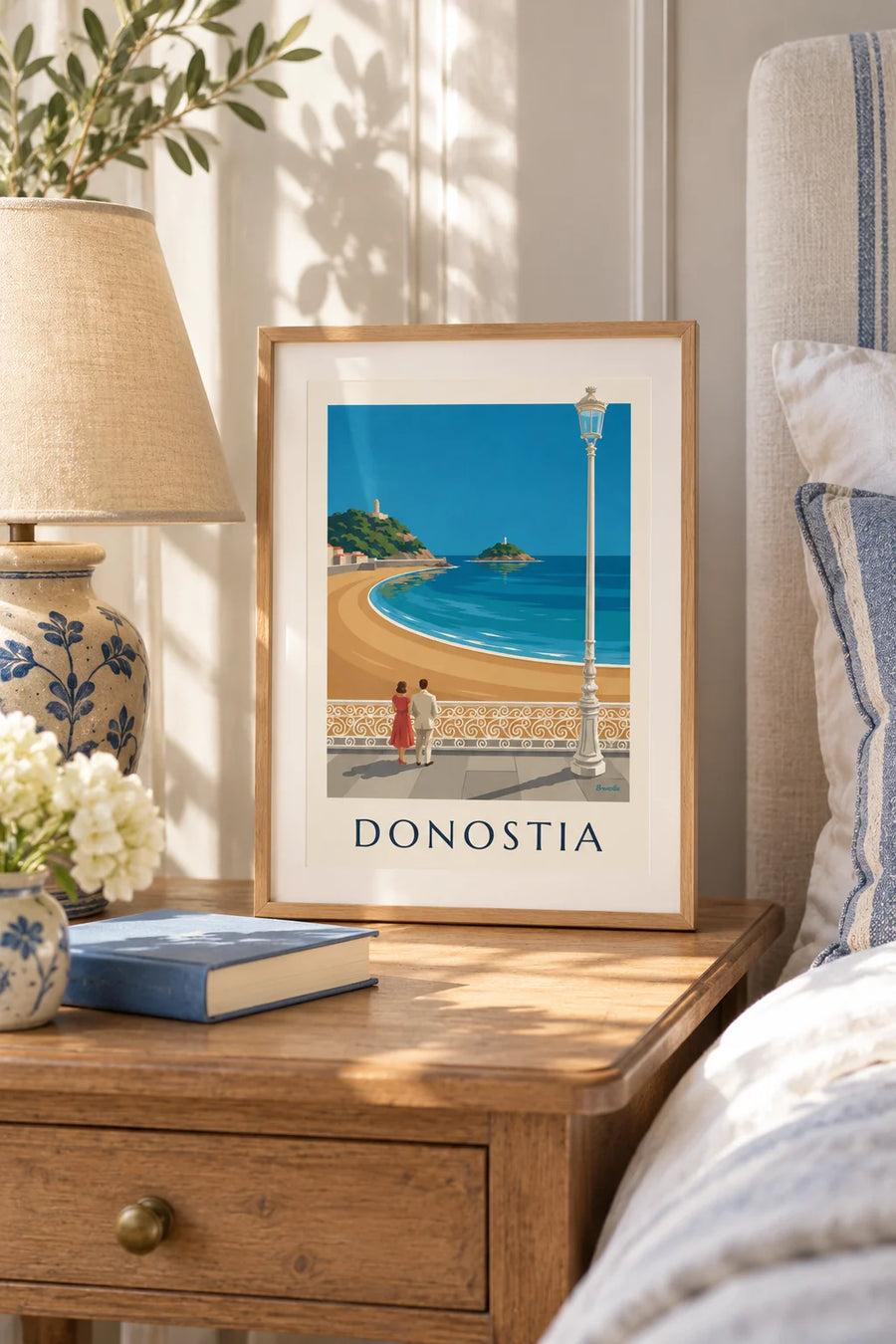 Poster spiaggia della Concha a San Sebastián: formato piccolo A4 con cornice