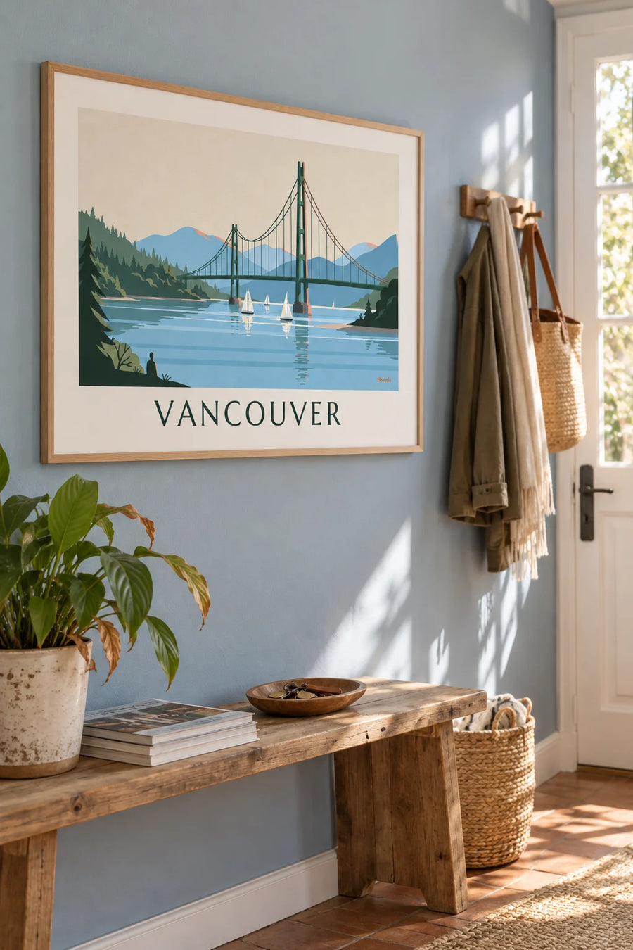 Poster con Lions Gate Bridge e barche a vela a Vancouver: con cornice alla parete