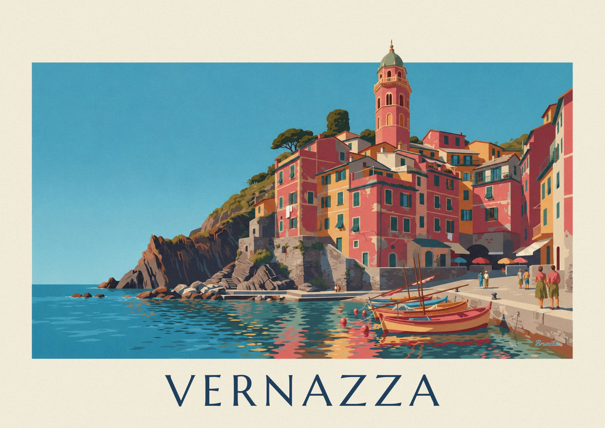 Vernazza village and harbor in the Cinque Terre poster