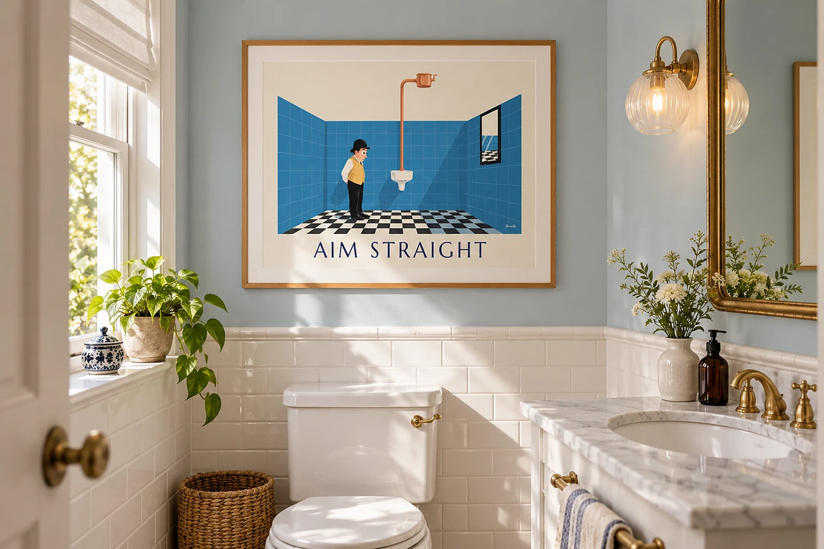 Scegliere un poster per il WC: umorismo e piccole pareti